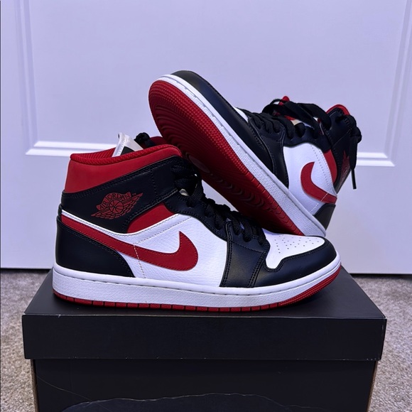 nike red and black high top
